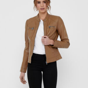 chaqueta de cuero sintético de polipiel-marrón
