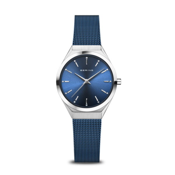 reloj femenino plata y azul