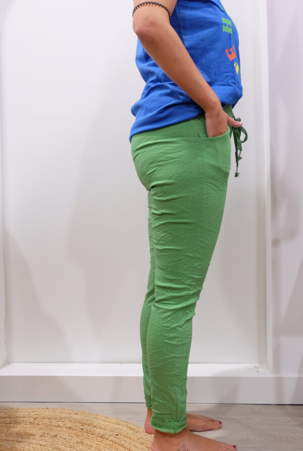 Pantalón elástico mujer verde manzana, kealbistur